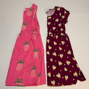 H&M Pink Pineapple Print Tank Dress & Burgundy Heart Print Short-Sleeve Dresses
